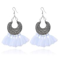 Fashion Fringe Earrings Nylon Cord with Zinc Alloy iron earring hook plated for woman Sold By Pair