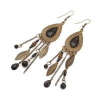 Fashion Fringe Earrings Zinc Alloy with Wood & Resin stainless steel earring hook plated for woman & enamel lead & cadmium free Sold By Pair