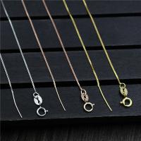 925 Sterling Silver Necklace Findings, plated, different length for choice & box chain, more colors for choice, 0.60mm, Sold By Strand