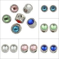 Tibetan Style European Beads, with Rhinestone, Drum, antique silver color plated, without troll & with rhinestone & large hole & hollow, more colors for choice, lead & cadmium free, 13x13x13mm, Hole:Approx 6mm, 50PCs/Bag, Sold By Bag