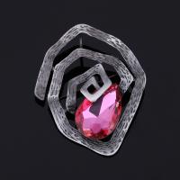 Crystal Brooch, Tibetan Style, with Crystal, antique silver color plated, for woman & faceted, more colors for choice, lead & cadmium free, 55x70mm, Sold By PC