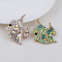 Crystal Brooch Zinc Alloy with Crystal Fish gold color plated for woman & faceted & with rhinestone lead & cadmium free Sold By PC
