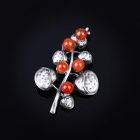 Tibetan Style Brooches, with Gemstone, Leaf, antique silver color plated, different materials for choice & for woman, lead & cadmium free, 50x70mm, Sold By PC