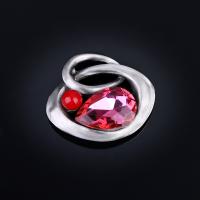 Broszka kryształ, Stop cynku, ze Tworzywa ABS perła & Kryształ, Platerowane w kolorze platyny, dla kobiety & fasetowany, dostępnych więcej kolorów, bez zawartości ołowiu i kadmu, 55x50mm, sprzedane przez PC