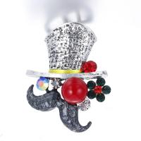 Broche Perle plastique, alliage de zinc, avec Plastique ABS perle, clown, Plaqué de couleur d'argent, pour femme & émail & avec strass, plus de couleurs à choisir, sans plomb et cadmium, 45x50mm, Vendu par PC