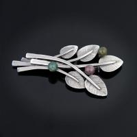 Zinc Alloy Brooches with Agate Leaf antique silver color plated for woman lead & cadmium free Sold By PC