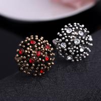 Tibetan Style Cuff Finger Ring, Flower, plated, for woman & with rhinestone, more colors for choice, lead & cadmium free, 30x30mm, US Ring Size:6-10, Sold By PC