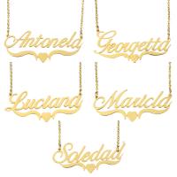 Stainless Steel Jewelry Necklace Letter gold color plated oval chain & for woman Sold Per Approx 17 Inch Strand