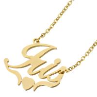 Stainless Steel Jewelry Necklace, Letter, gold color plated, oval chain & for woman, 24x21mm, 1.5mm, Sold Per Approx 17 Inch Strand