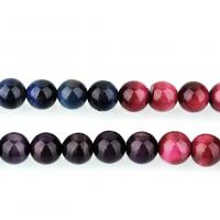 Tigerauge Perlen, rund, natürliche & verschiedene Größen vorhanden, Bohrung:ca. 1.1mm, verkauft per ca. 16 ZollInch Strang
