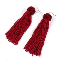 Fashion Fringe Earrings Nylon Cord with Zinc Alloy iron earring hook gold color plated for woman lead & cadmium free 120mm Sold By Pair