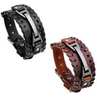 Cowhide Bracelet, plumbum black color plated, braided bracelet & adjustable & for man, more colors for choice, nickel, lead & cadmium free, 35mm, Sold Per Approx 10.7 Inch Strand