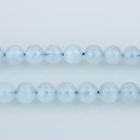 Aquamarin Perle, rund, natürliche & verschiedene Größen vorhanden, Bohrung:ca. 1.1mm, verkauft per ca. 16 ZollInch Strang