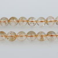 Naturlig krystal perler, Citrin, Runde, November Birthstone & naturlige & forskellig størrelse for valg, Hole:Ca. 1.1mm, Solgt Per Ca. 15.5 inch Strand