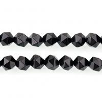 Natürliche schwarze Achat Perlen, Schwarzer Achat, verschiedene Größen vorhanden & facettierte, Bohrung:ca. 1.3mm, verkauft per ca. 15 ZollInch Strang
