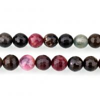 Turmalin Perle, rund, natürliche & verschiedene Größen vorhanden & facettierte, Bohrung:ca. 1mm, verkauft per ca. 15.5 ZollInch Strang