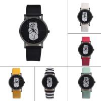 Unisex Wrist Watch Leather with Glass & Stainless Steel & Zinc Alloy black ionic Life water resistant Length Approx 9 Inch Sold By PC