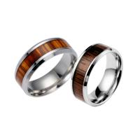 Палец кольцо из нержавеющей стали, нержавеющая сталь, с деревянный, различные материалы для выбора & Мужская & разный размер для выбора, продается PC