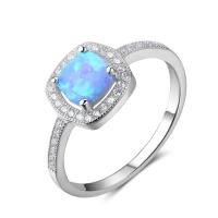 Cubic Zirconia Micro Pave 925 Sterling Silver Rings, with Opal, Rectangle, different size for choice & micro pave cubic zirconia & for woman, 6mm, 10mm, Sold By PC