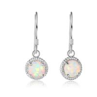 Sea Opal Earrings, 925 Sterling Silver, with Opal, Flat Round, for woman, 9x25mm, Sold By Pair