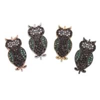 Cubic Zirconia Micro Pave Brass Connector Owl plated micro pave cubic zirconia & 1/1 loop nickel lead & cadmium free Approx 1mm Sold By PC