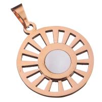 Stainless Steel Pendants, with White Shell, rose gold color plated, 30x35x3mm, Hole:Approx 5.5x9mm, Sold By PC