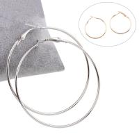 Iron Hoop Earring, stainless steel post pin, Donut, platinum color plated, different size for choice & for woman, nickel, lead & cadmium free, Sold By Pair