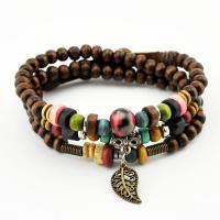 Wood Necklace, with Tibetan Style, dyed & Unisex & also can be used as bracelet & adjustable, 6mm, Sold Per Approx 22 Inch Strand