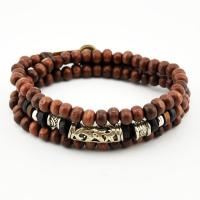 Wood Necklace, with Tibetan Style, Unisex & also can be used as bracelet & adjustable, 6mm, Sold Per Approx 22 Inch Strand