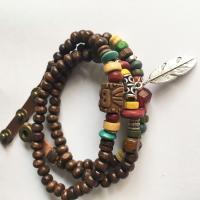 Wooden Necklace, Wood, with Crystal & Tibetan Style, dyed & Unisex & also can be used as bracelet & adjustable, 6mm, Sold Per Approx 22 Inch Strand