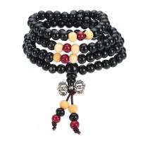 bois Bouddhiste bracelet de perles, bijoux bouddhiste & unisexe & 4 brins, 6mm, Vendu par Environ 14.5 pouce brin