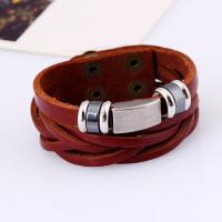 Leather Cord Bracelet, with Tibetan Style, Unisex & adjustable & multi-strand, 210x22mm, Sold Per Approx 10.5 Inch Strand