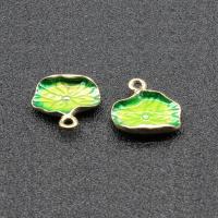 Tibetan Style Leaf Pendants, plated, imitation cloisonne & enamel, more colors for choice, lead & cadmium free, 15x13mm, Hole:Approx 1.5mm, 10PCs/Bag, Sold By Bag