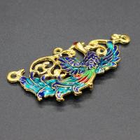 Tibetan Style Connector, plated, imitation cloisonne & enamel & 1/2 loop, more colors for choice, lead & cadmium free, 47x23mm, Hole:Approx 1.5mm, 10PCs/Bag, Sold By Bag