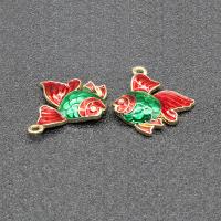 Tibetan Style Animal Pendants, Fish, gold color plated, imitation cloisonne & enamel, more colors for choice, lead & cadmium free, 23x18mm, Hole:Approx 1.5mm, 10PCs/Bag, Sold By Bag
