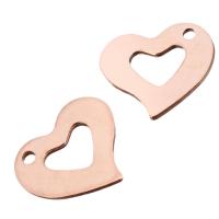 Stainless Steel Heart Pendants, rose gold color plated, 15x13x1mm, Hole:Approx 1.5mm, 200PCs/Lot, Sold By Lot