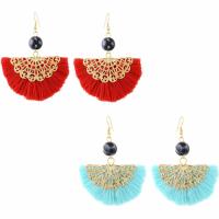 Fashion Fringe Earrings Zinc Alloy with Nylon Cord & Resin brass earring hook gold color plated for woman nickel lead & cadmium free Sold By Pair