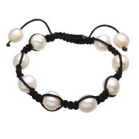 Bracelet en perles de culture d'eau douce, perle d'eau douce cultivée, avec corde en nylon, pomme de terre, motif tissé & pour femme, blanc, 10-11mm, Vendu par Environ 7.5 pouce brin