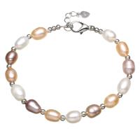 Freshwater Cultured Pearl Bracelet Freshwater Pearl zinc alloy lobster clasp Rice for woman 7mm Sold Per Approx 7 Inch Strand