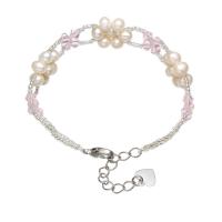 Sötvatten odlade Pearl Bracelet, Freshwater Pearl, med Kristall & Glass Seed Beads, för kvinna & fasetterad, 5-6mm, Såld Per Ca 7.5 inch Strand