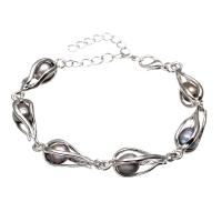 Freshwater Cultured Pearl Bracelet Freshwater Pearl with Zinc Alloy for woman black Sold Per Approx 7.5 Inch Strand
