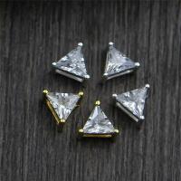 925 Sterling Silver Connectors, Triangle, plated, multihole & with rhinestone, more colors for choice, 6.30x4mm, Hole:Approx 3.5mm, 10PCs/Lot, Sold By Lot