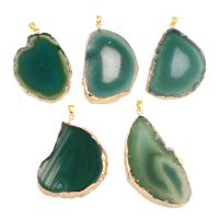 Agate Jewelry Pendants with Zinc Alloy gold color plated green - Approx 10/PC Sold By PC