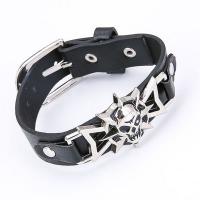 Unisex Bracelet PU Leather with Zinc Alloy Skull adjustable & enamel Sold Per Approx 10 Inch Strand