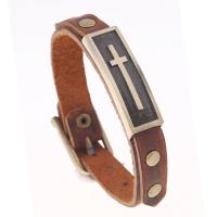 Unisex Bracelet Leather with Zinc Alloy Cross adjustable Sold Per Approx 9.5 Inch Strand