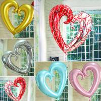 des ballons, Papier d'aluminium, coeur, couleurs mélangées, 32lnch, 10PC/sac, Vendu par sac