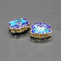 Imitation Cloisonne Tibetan Style Beads, gold color plated, multihole & enamel, more colors for choice, lead & cadmium free, 14x11mm, Hole:Approx 1.5mm, 10PCs/Bag, Sold By Bag