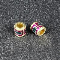 Imitation Cloisonne Tibetan Style Beads, Column, gold color plated, enamel, more colors for choice, lead & cadmium free, 8x8mm, Hole:Approx 3.5mm, 10PCs/Bag, Sold By Bag