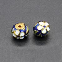 Imitation Cloisonne Tibetan Style Beads, Drum, gold color plated, enamel, lead & cadmium free, 11x10mm, Hole:Approx 1mm, 10PCs/Bag, Sold By Bag