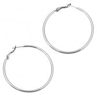Stainless Steel Hoop Earring, hand polished, for woman, original color, 50x53x6mm, 10Pairs/Lot, Sold By Lot
